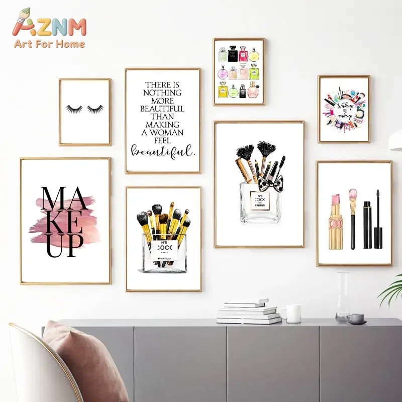 Makeup Is Beauty Quotes - AZNM Różowe Modne Makijażowe Obrazy na