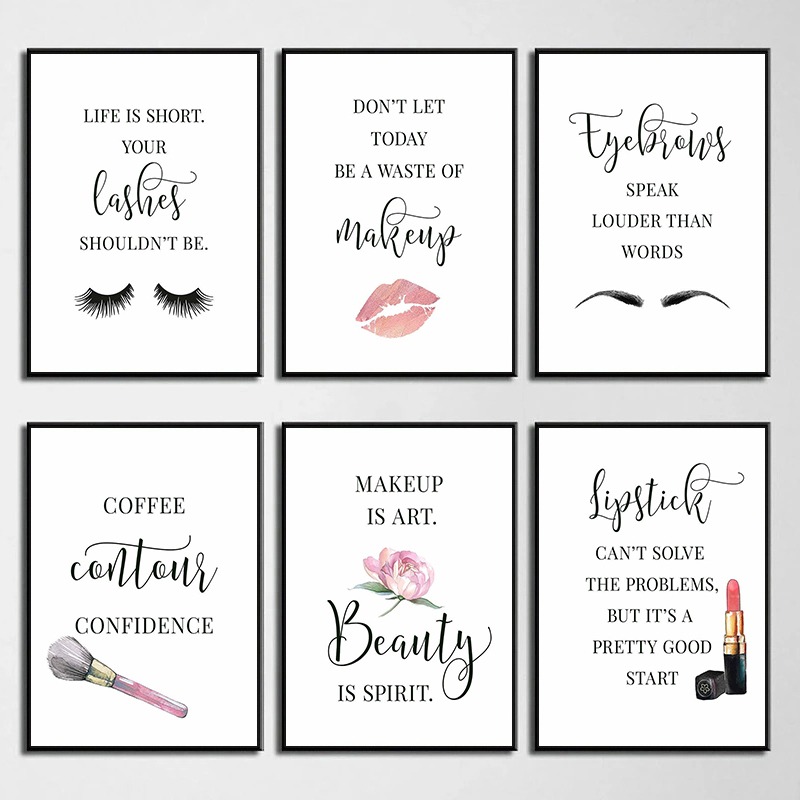 Makeup Is Beauty Quotes - Plakat z cytatami o makijażu, rzęsach,