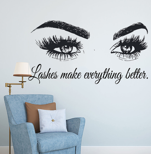 Rzęsy Vinyl kalkomania ścienna – Makeup Is Beauty Quotes recenzja i cena