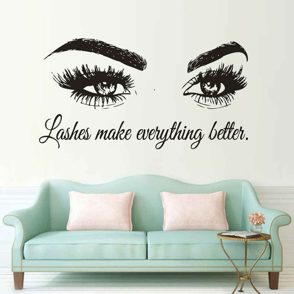 Rzęsy Vinyl kalkomania ścienna – Makeup Is Beauty Quotes recenzja i cena
